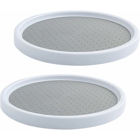 Plastik Drejeskive til Krydderier, 2 Stk. Krydderi Drejeskive Rund Opbevaring, Krydderihylde Drejebakke, Køkken Skab Drejeskive til Køleskab, Skab