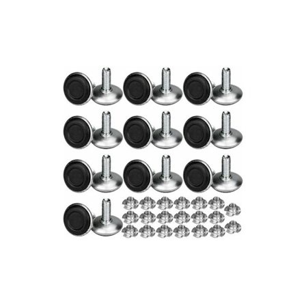 20-pack justerbara möbelben, nivelleringsben med T-mutter M8x20x30mm gänga, skruvar nivelleringsstöd för möbler, stol, bord