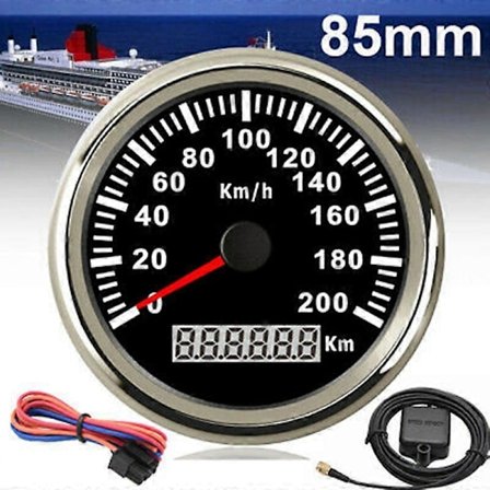 85mm 200KM/H GPS Speedometer 9-32V med Rødt Baggrundslys Odometer Egnet til Alle Typer Biler