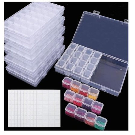 168 rum 6-pak 28 rum diamantmaleri æske plast opbevaringsæske med etiketter, neglediamanter, perler, frøopbevaring