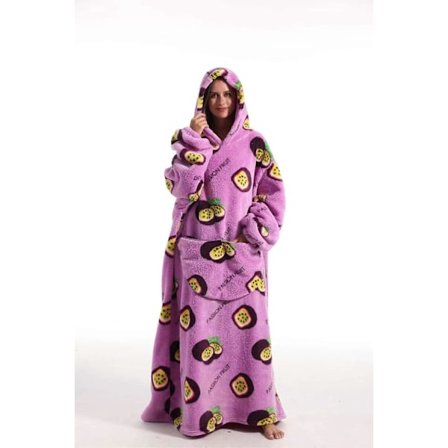 Alpaca Oversized Hoodie Wearable Blanket Sweatshirt til Kvinder, Varmt Flannel Tæppe Body Blanket SYR03