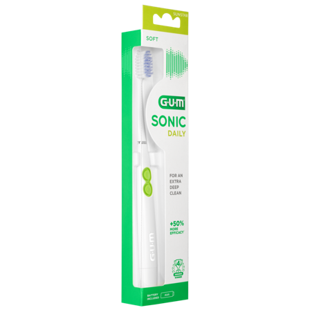 Gum Sonic Daily batteritannbørste hvit soft 1 stk