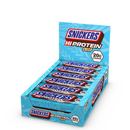 Proteinbars Mars 12 x Snickers High Protein Crisp Bar 55 g Mælkechokolade, Milk Chocolate - Bodyman.dk