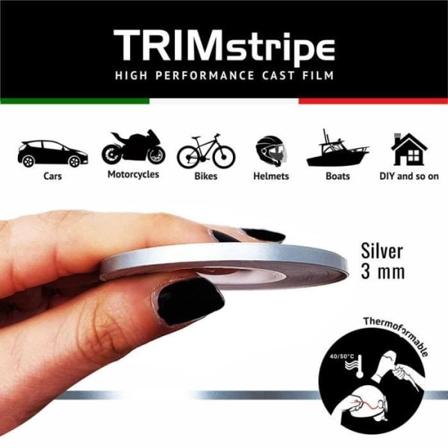 Trim Stripes Klæbestrimler til biler, sølv, 3 mm x 10 mt