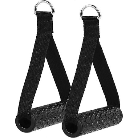 Enhånds trekkhåndtak for treningsstrikker, motstandsgrep, styrketrening triceps treningshjelpemidler Yoga Stretch Rope Svart 2 stk