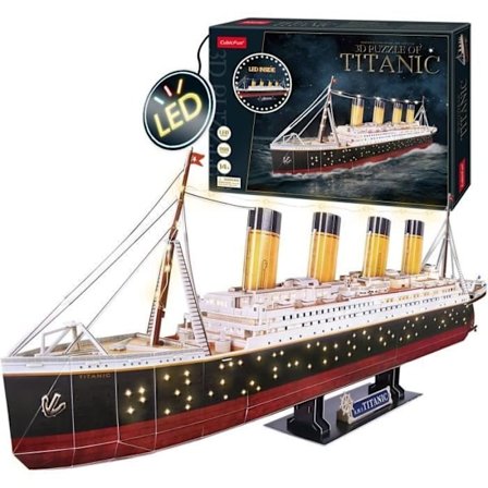 3D-bådpuslespil - Titanic-modelsæt til konstruktion med LED, 3D-puslespil, skibsmodeller, samlespil, 266 stykker, 4 timers samling