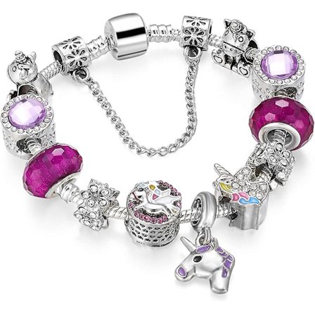 Enhjørning Gaver Charms Armbånd Til Kvinder Murano Glas Perler Sommerfugl Blomst Charms Armbånd