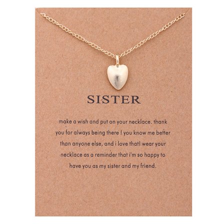 Gåvohalsband Guld Syster/Sister Kedja Hänge Hjärta