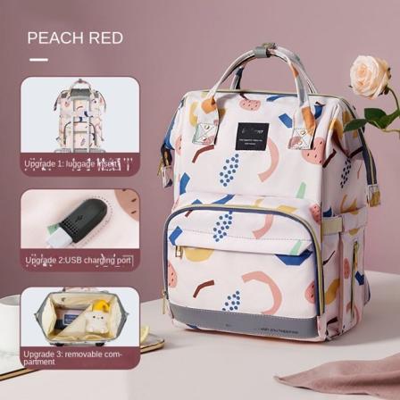 Mommy Bag -reppu, suuri kapasiteetti äitien ja vauvojen laukku vedenpitävä vaippalaukku fruit printed