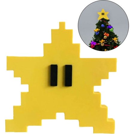 IC Rétro Super Mario Pixel Stjerne Juletre Topper Stjerneform