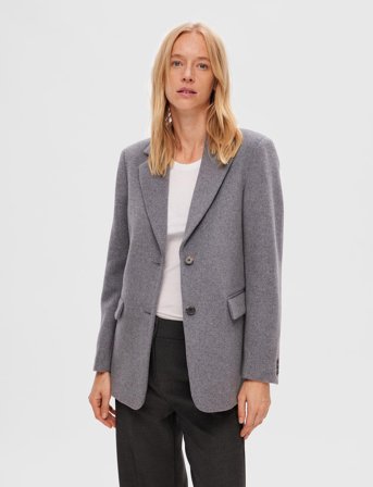 Selected Slfsasja Wool Blazer B - Grey - 40