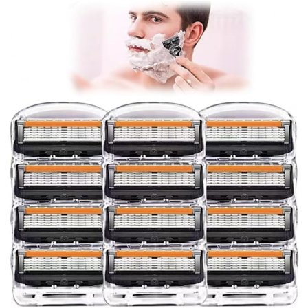 12-pack Ersättningsblad 5-lagers för Fusion 5 Rakhyvel, Rakblad för män för våtrakning