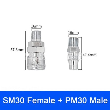 Hurtigkobling Rapidities Pneumatisk tilpasning SM30 PM30 SM30 PM30