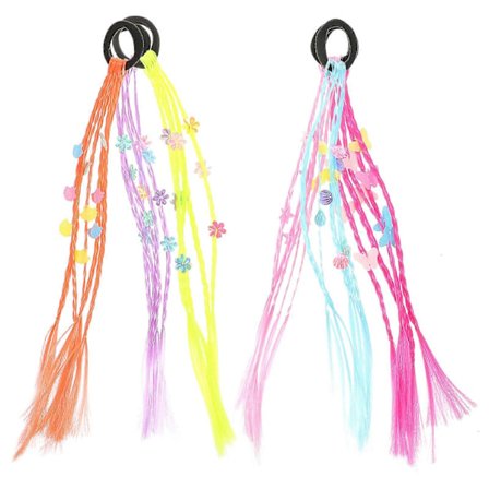 Farvede Hår Extensions Flettet Hestehale Piger Fest Udklædning Assorteret Farve 6 stk. Let at Installere