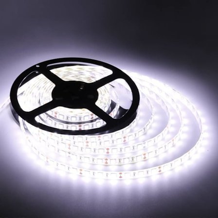 Flexibla LED-remsor, LED-remsor, Vattentäta, 12 Volt LED-ljusremsor, Pack med 5m, för semester/fest/inomhus/utomhusdekoration (Vit)