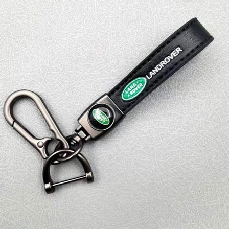 Personlig Metalllogotyp - Lädernyckelring för Män med Hänge Gunmetal Hårdvara Land Rover