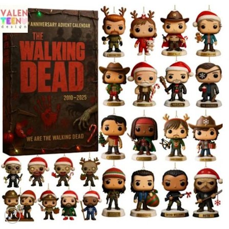 Julekalender, The Walking Dead 15-årsjubileum Adventshelg Blind Box Juletrepynt Anheng, Julegave, for barn The Walking Dead 15th Annive...