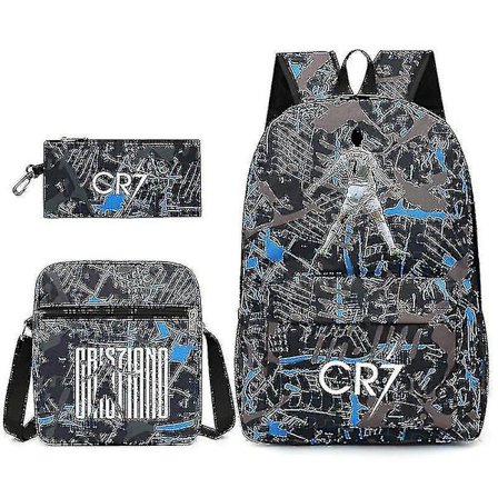 Fotballstjerne C Ronaldo CR7 trykt ryggsekk rundt studenten tredelt ryggsekk