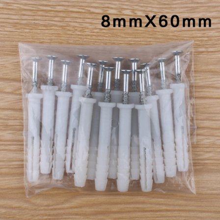 Skruesett, festetilbehør for vindusgitter, galvanisert skruesett, 14 stk, skruer og veggplugger, M8*60mm