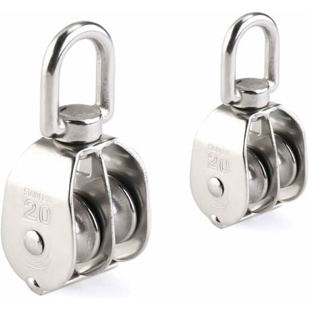 Dubbelblock rostfritt stål block kran med slät vajer last 75kg-2st