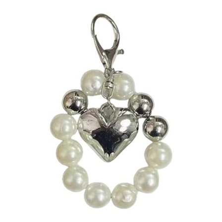 Søtt Hjerte Sløyfe Perlebesatt Nøkkelring Anheng Nydelige Hengende Dekorasjoner Nøkkelring Sjarm for Veske Sekk Ryggsekk Håndveske