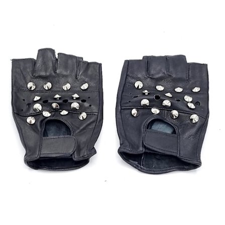 Läderhandskar runda nitar