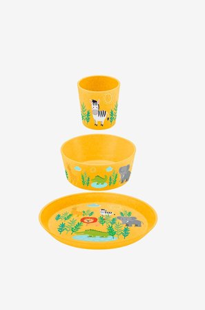 Koziol - Servis 3 Delar Tallrik/Skål/Mugg Connect - Gul - Tallrikar - Från Homeroom