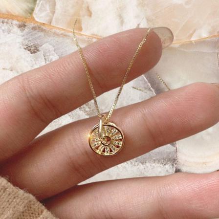 Minimalistisk kedja 18k guldplätering kvinnor sol blomma gåva gold one size