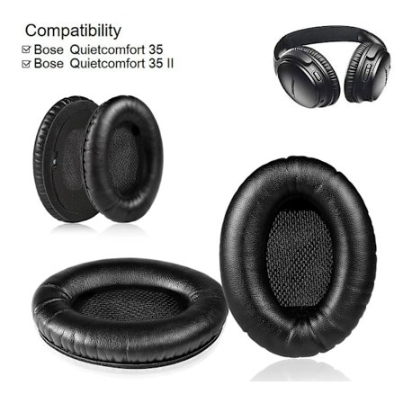 2-pak Ørepuder til Bose QC45, QC35 I/II, QC25, QC15, QC 2 AE 2, AE 2i, AE 2w, SoundTrue, SoundLink - Sort