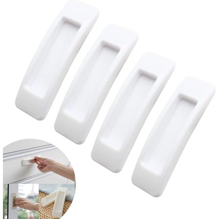 4-delt (hvit) skyvedør- og vindushåndtak - selvklebende skap- og skuffehåndtak