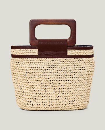 Lexington Kontraststribet papirstråtaske, beige