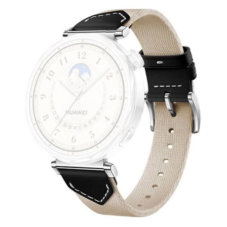 18MM Läder Nylon Rem Huawei Watch GT 5 Pro 42m / GT 5 41mm / GT 4 41mm / GT 3 42mm Kvinnor Komposit Vävt Klockarmband - Svart