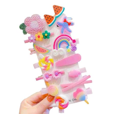 14-pak Hårklemmer til Børn - Farverige Hårspænder flerfarvet