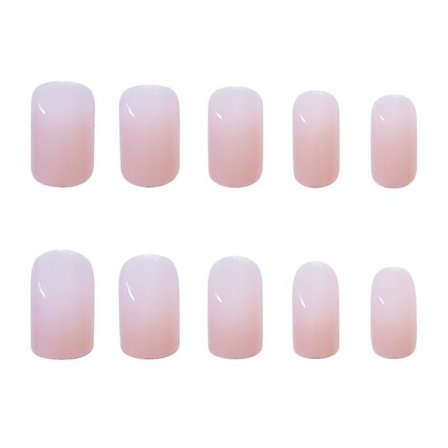 Medium og lange falske negler, gelérosa, brukbare negleklistremerker, ferdige negler, 24 stykker med lim