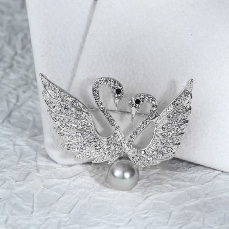 Rhinestone Pearl Swan Brocher Bryllupsfest Til Dametøj