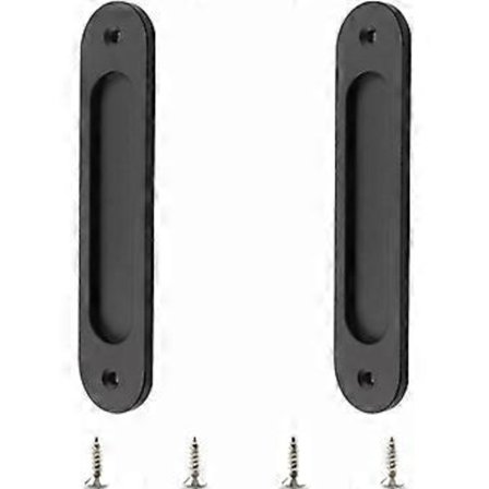 2 Pak Oval Forsænket Skydedørsgreb, Mat Sort, Rustfrit Stål, Skydedørsgreb til Låge