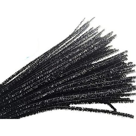 100 st 12 tum Glitter Tinsel Kreativa Konst Chenille Stjälkar Piprensare (svart)