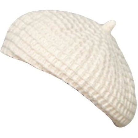 Fransk Beret Heklet Slouchy Beanie Hat Håndlaget Strikket Gresskar Hat Retro Maler Hat Ensfarget Oktagonal Hat Fritids Beanies(En Størrelse,Kremhvit)