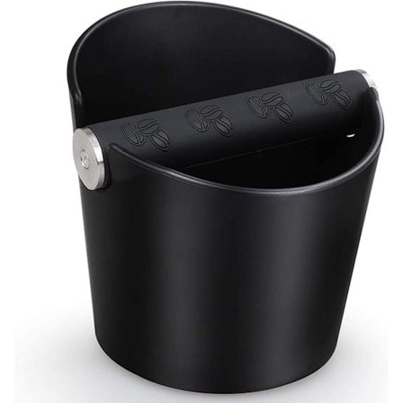 Kaffegrums opsamlingsboks - Italiensk espresso pulver opbevaringsboks med aftagelig metalskovl - stødsikker og skridsikker - sort - 1 stk