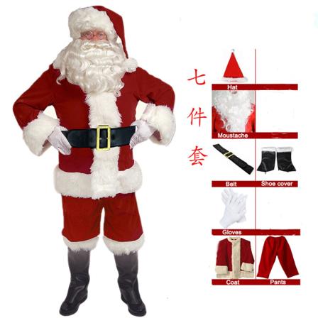 Julkläder Jultomtens kostym guld sammet festlig atmosfär cosplay prestationskläder 7 piece set XXL