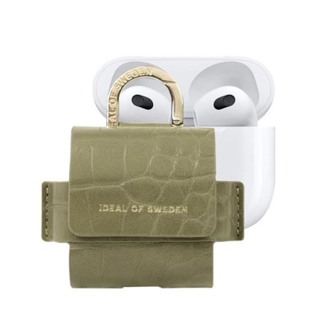 Mini Sac AirPods 3 - IDEAL OF SWEDEN - Modell Flo - Syntetiskt läder - Grön - Karbinhake