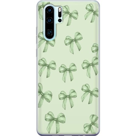 Kompatibelt Mobildeksel til Huawei P30 Pro Grønn båndmønster søtt pastellbue-design estetisk søt gave sømløs tapet mykt minimalt bakgrunn jenteaktig