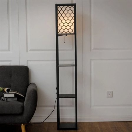 Bokhylle med integrert lampe – Svart