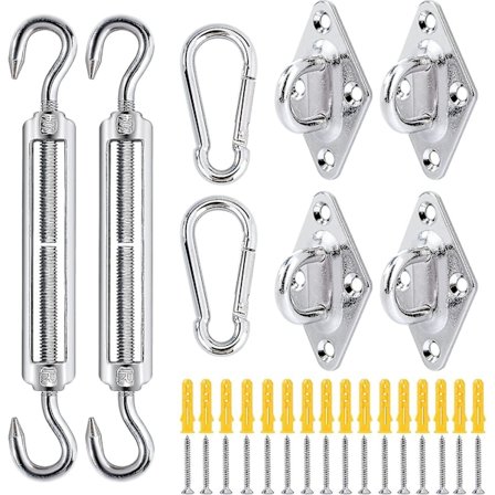 Solseil skygge seil feste sett, M5 Heavy Duty Markise feste 304 Rustfritt stål maskinvare tilbehør for hage gård camping firkant og trekant