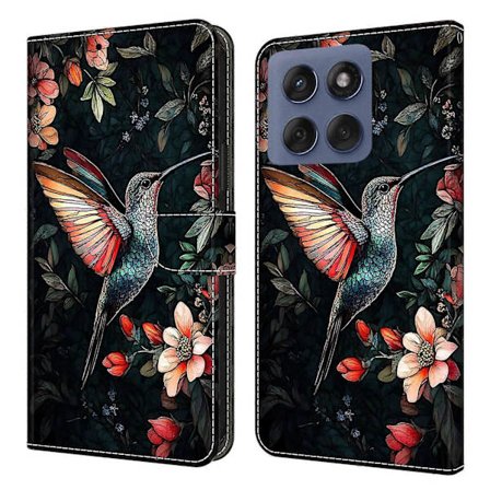 For Motorola Edge 60 Fusion 5G Edge 60 5G Lærveske Mønstertrykk Lommebok Stativ Flip Telefon Deksel (Grønn Skjære)