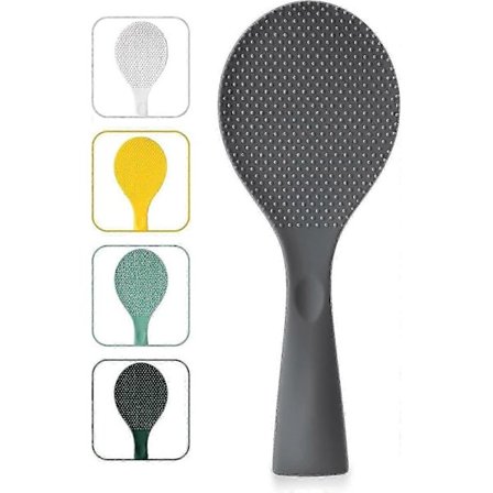 Riisi-lapio, silikoninen seisova riisinuolija tarttumattomalla riisilusikalla, lämmönkestävä riisinkeittimen lusikka (harmaa)