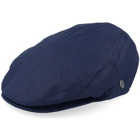 Jaxon & James - Blu flatcap Cappellino - Linen Flat Cap Navy Blue Flat Cap @ Hatstore
