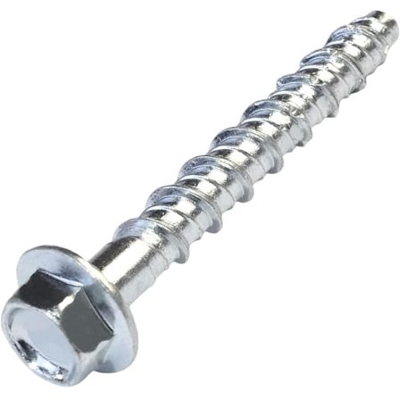 Pakke med 10 betongskruer med sekskantet hode med base/krage Ø6x50 mm - direkte feste uten plugg - for 7,5 mm sekskantnøkkel - stål