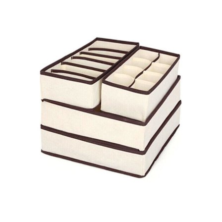 Lådorganisatör Set Vikbar Förvaringslåda Avdelare för BH Underkläder Garderob 4st Beige