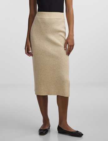 YAS Yasassi Hw Midi Knit Skirt S. Noos - White - XL